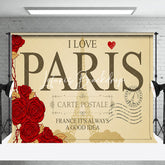 Lofaris Retro Letter Rose I Love Paris Eiffel Tower Backdrop
